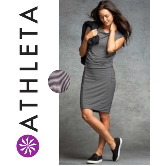 KEEPING Athleta Micro Stripe Westwood Dress Style# 243062 - Picture 16 of 16